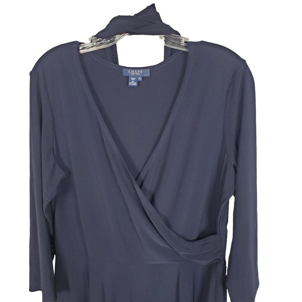 Chaps NWT Size XL Dress V-neck Surplice Liquid Jersey Palm Beach Belt Full Hem - Picture 6 of 10